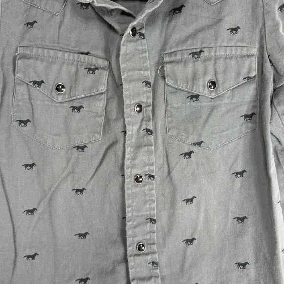 Roper Sport Vintage Western Rodeo Gray Black Pearl Button Down Long Sleeve Kids5 - Picture 3 of 10